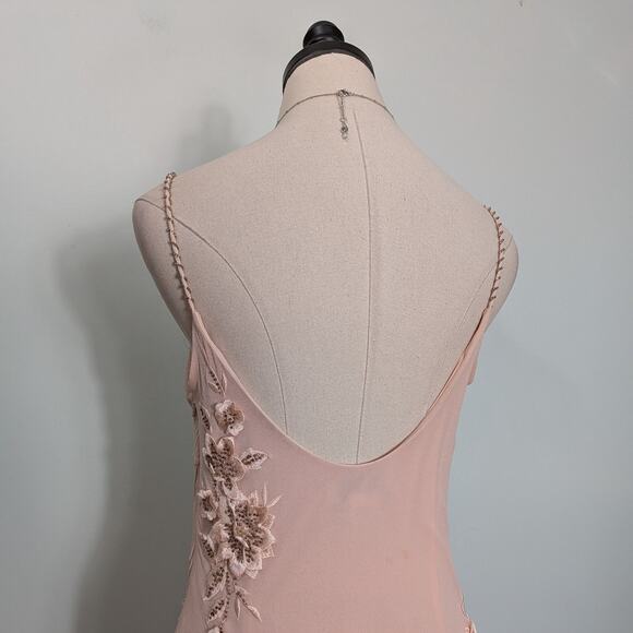 Vintage Sue Wong Prom Dress Maxi Gown 10 Pink Silk Y2K Fairy Bead Floral Nymph - Picture 8 of 16